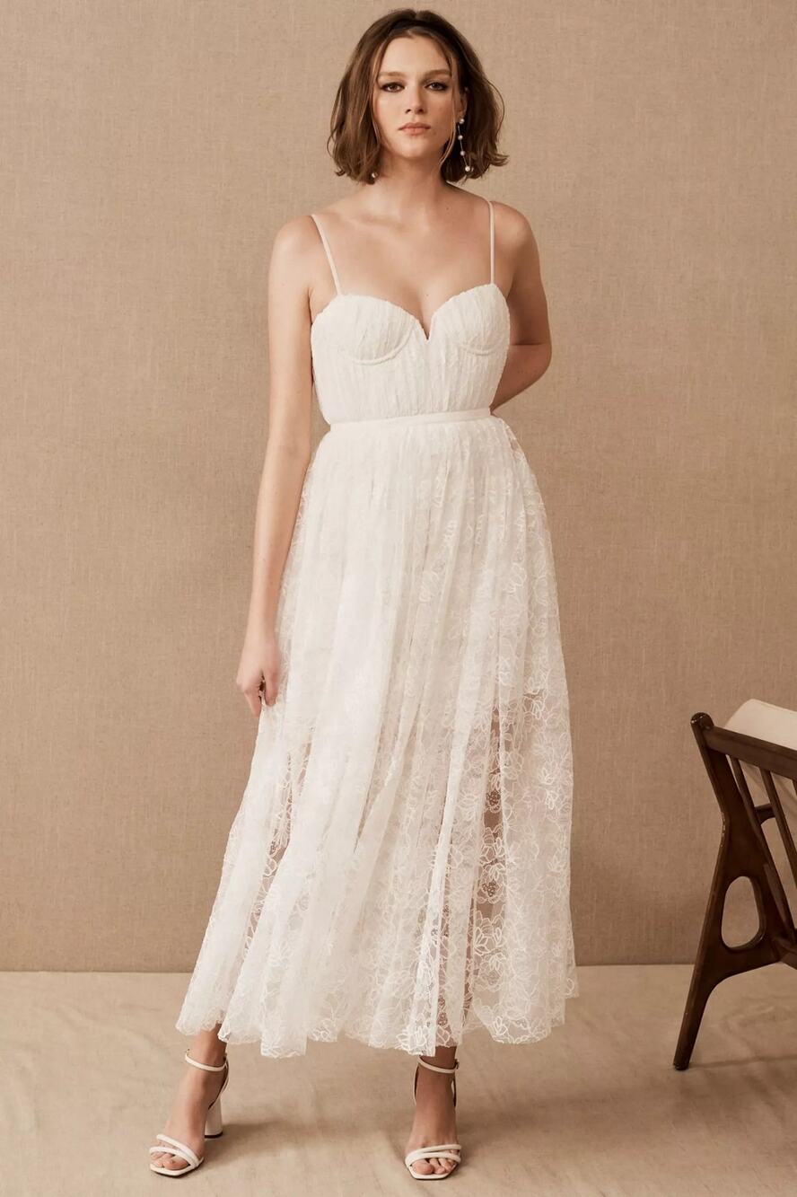 NWT SAU LEE Anthropologie BHLDN Selena White Lace Corset Bridal Dress Size 12